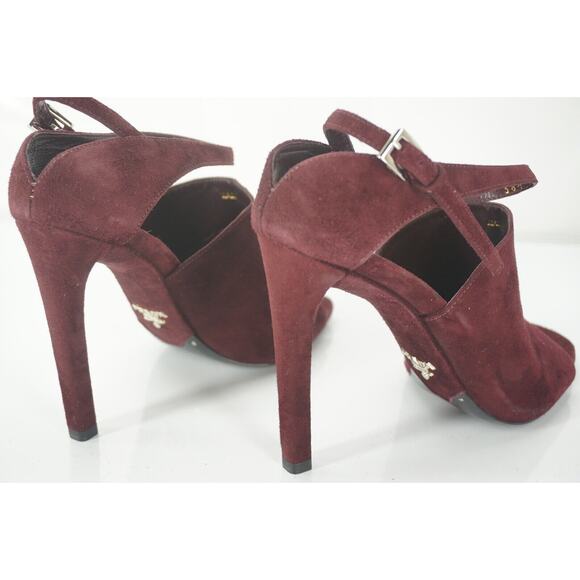 Prada Armarnato Suede Leather Ankle-Strap Slide Sandals - Picture 5 of 10